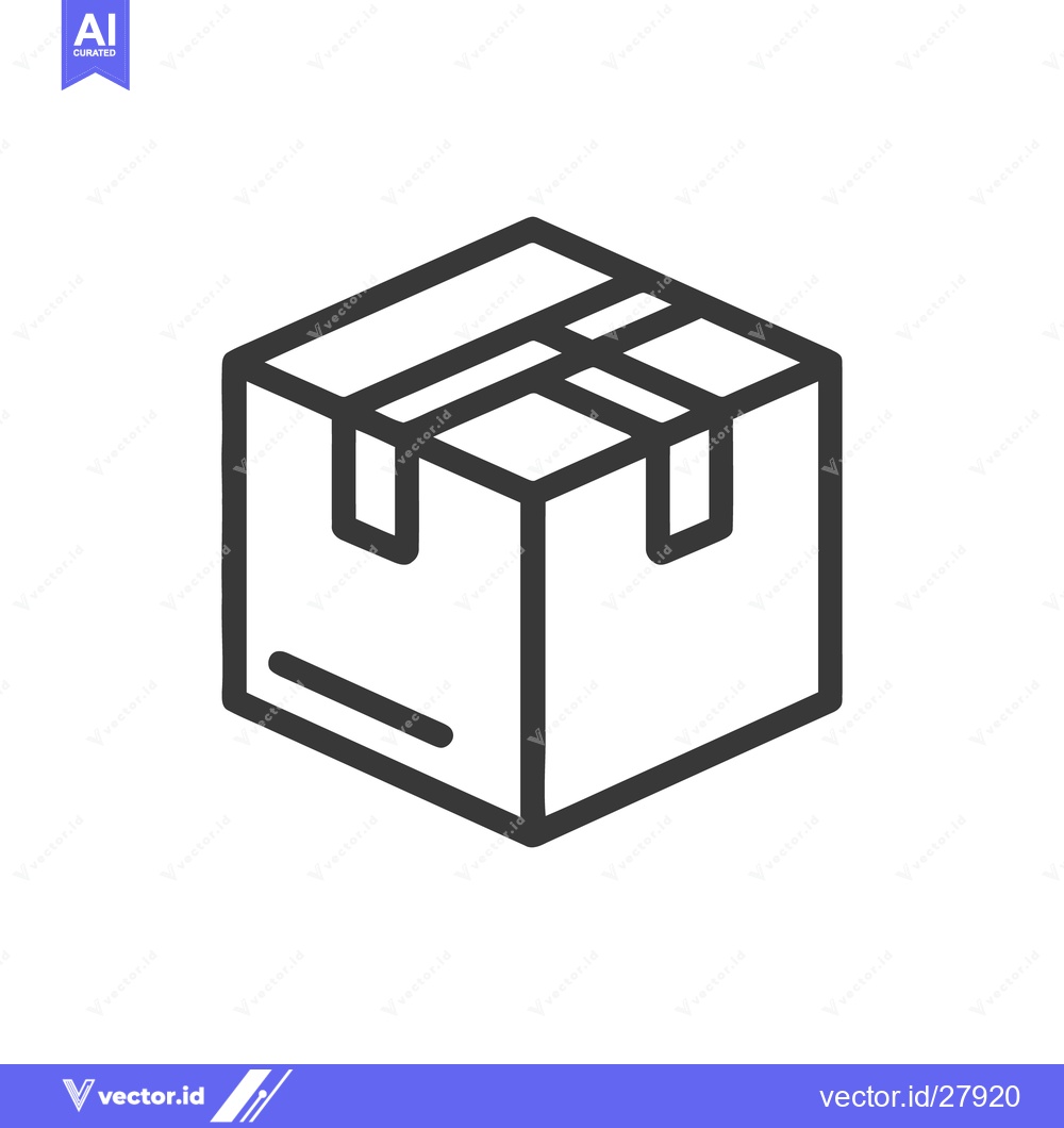 Premium Vector of Minimalist Line Art: Isometric Cardboard Box Icon on White Background