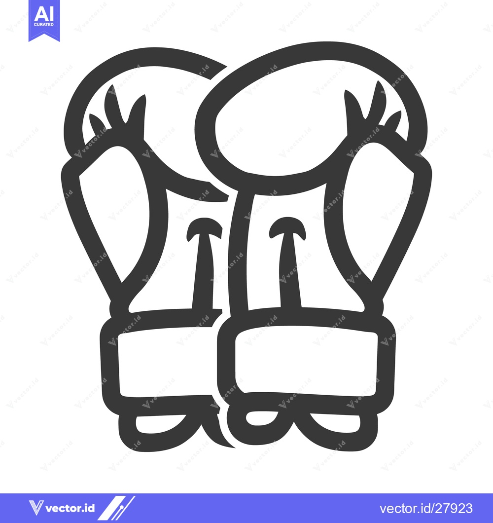 Premium Vector dari Two boxing gloves illustrated with thick black outlines on white backg