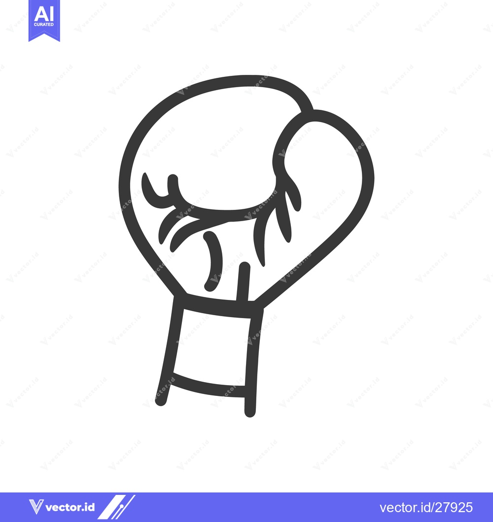 Premium Vector dari Simplified black line drawing of a boxing glove on white background