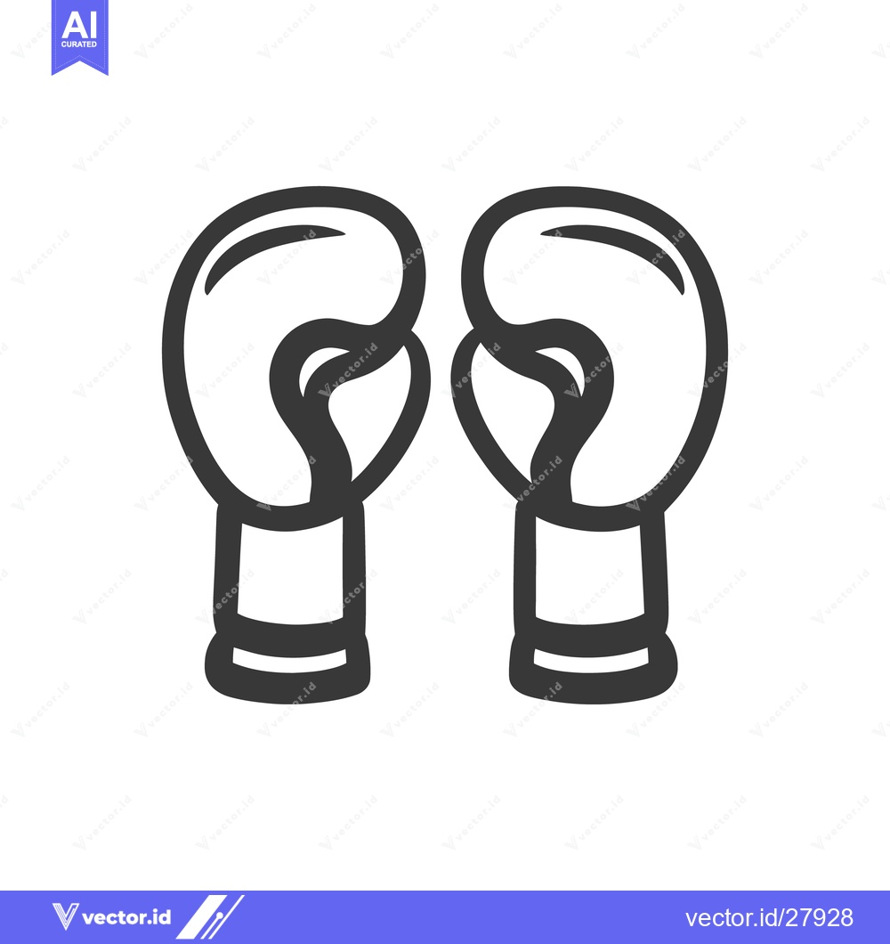 Premium Vector of Two boxing gloves depicted as a simple black and white icon