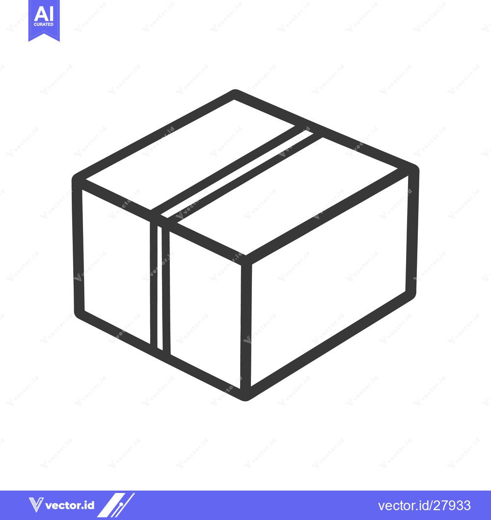 Premium Vector dari A simple black and white line drawing of a cardboard box