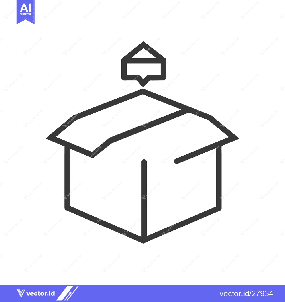Premium Vector dari A simple black outline drawing of a cardboard box and message