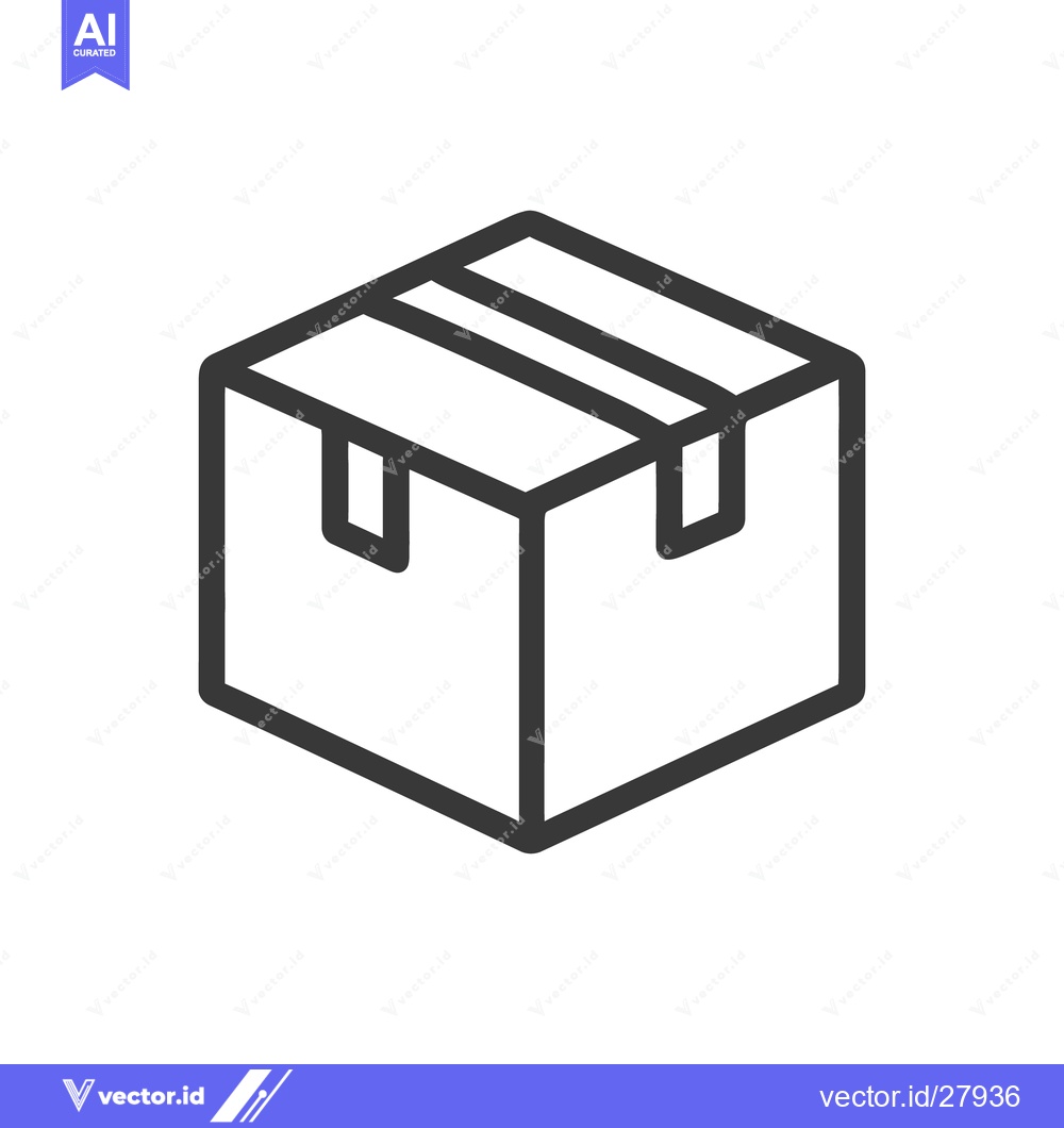 Premium Vector of Simple outlined illustration depicts a cardboard box with tape on top