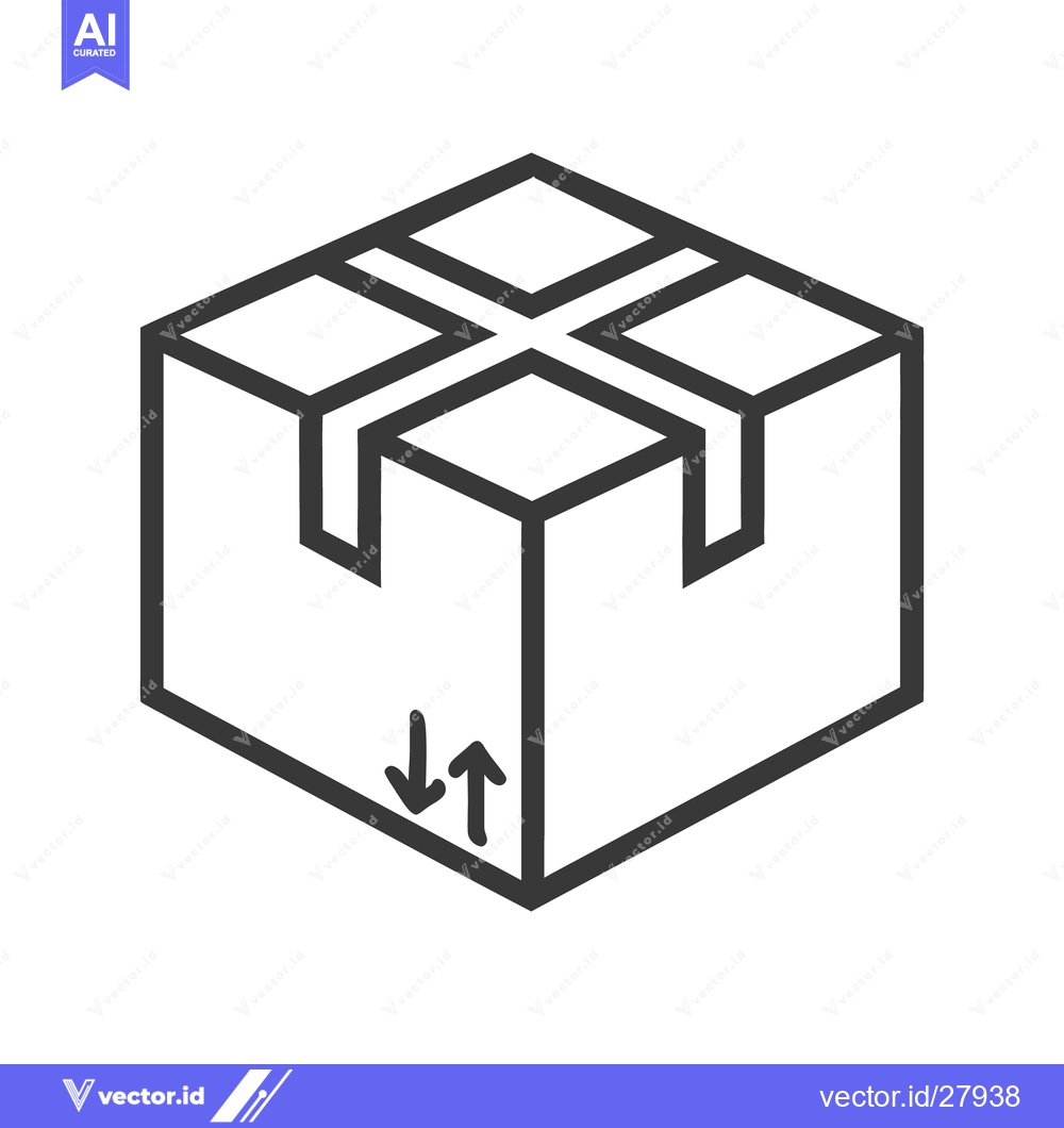 Premium Vector dari An isometric illustration of a cardboard box with directional arrows