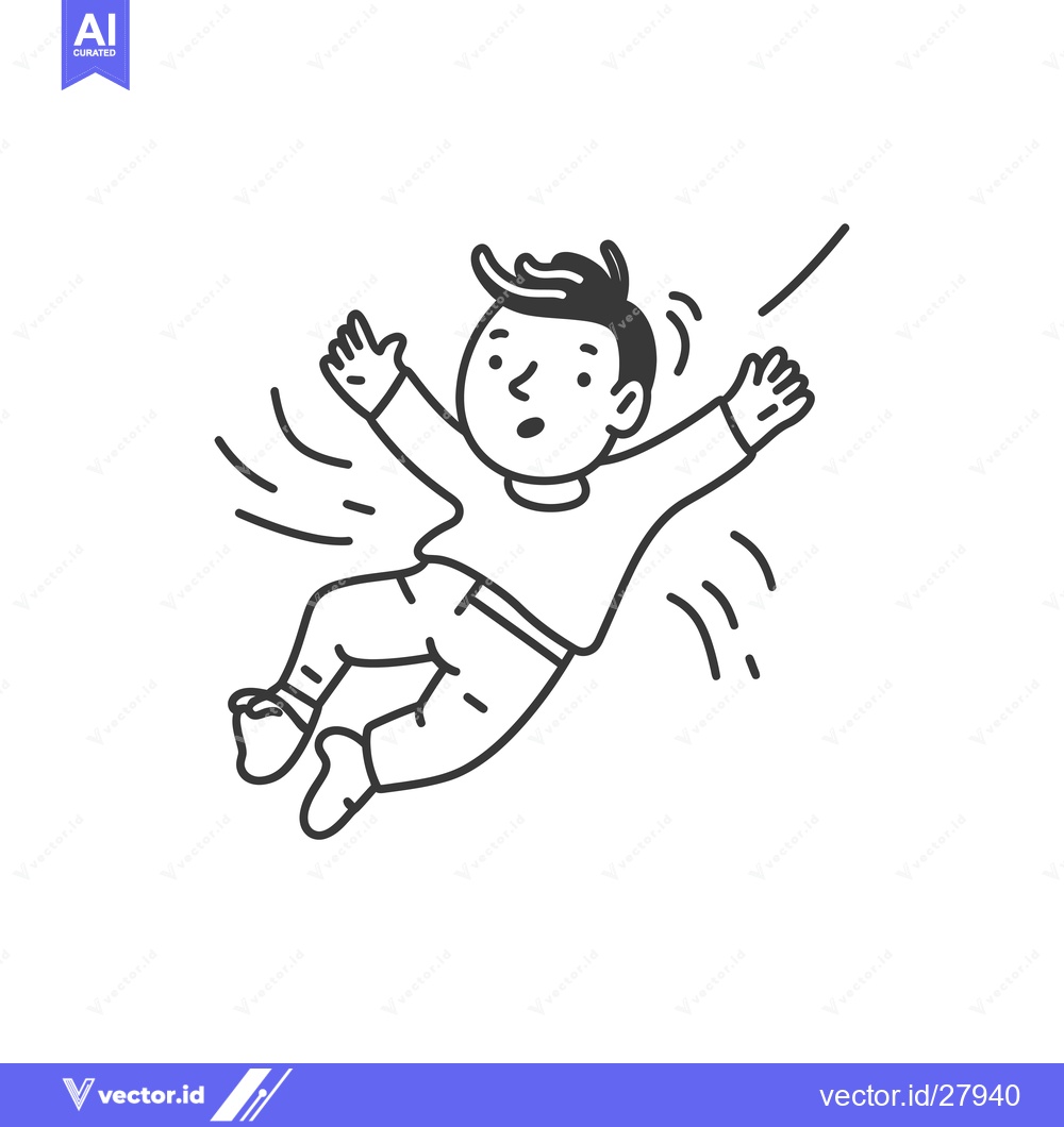 Premium Vector dari Boy Falling Through the Air with Arms Outstretched