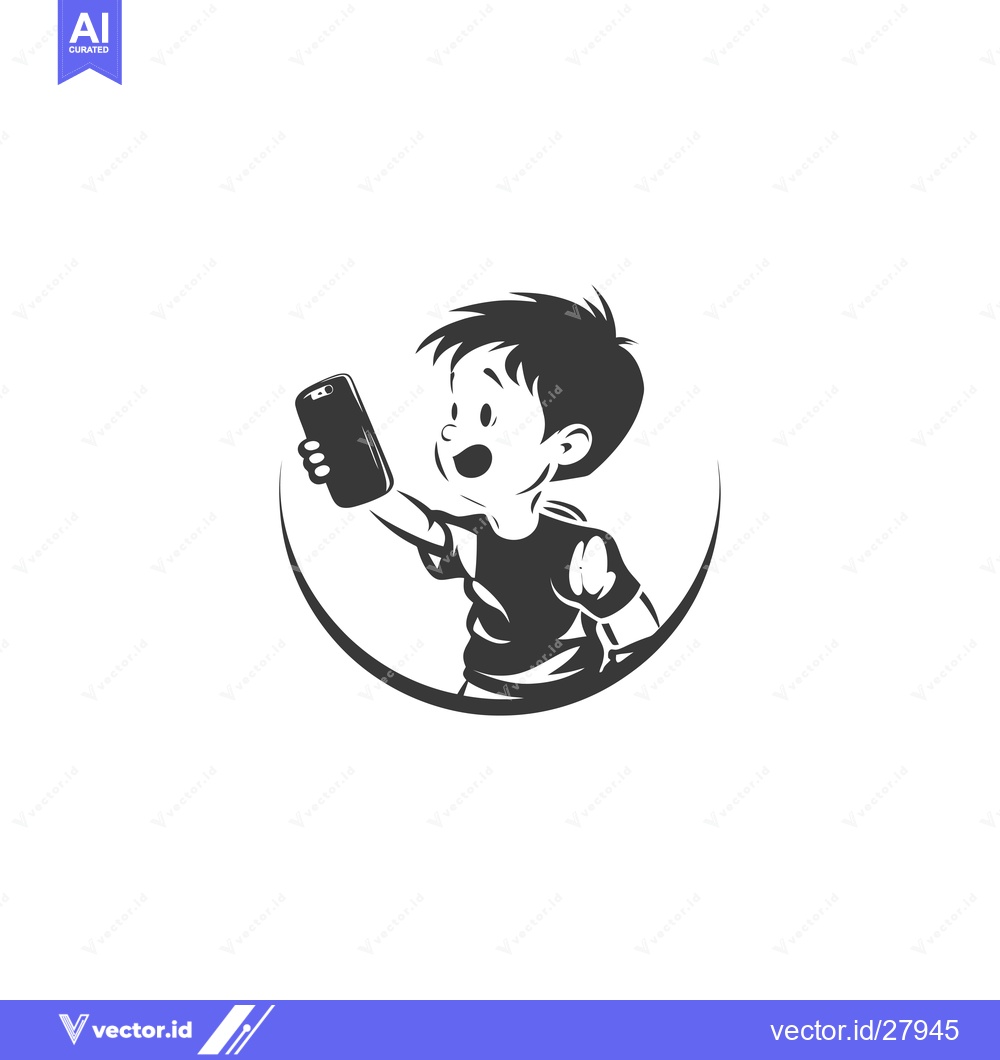 Premium Vector dari Boy Holding Smartphone and Looking Up with a Surprised Expression