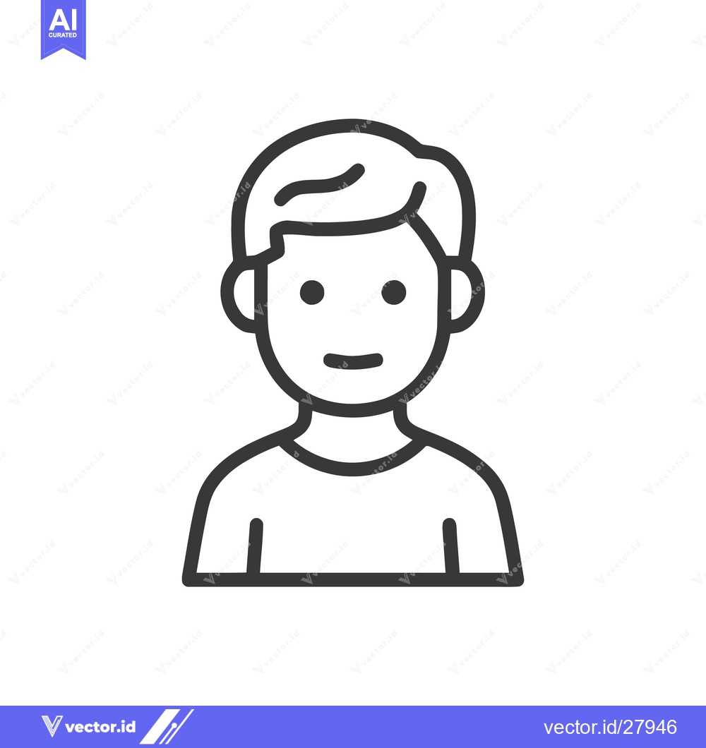 Premium Vector dari Minimalist Portrait Icon: Young Man with Short Hair and T-Shirt