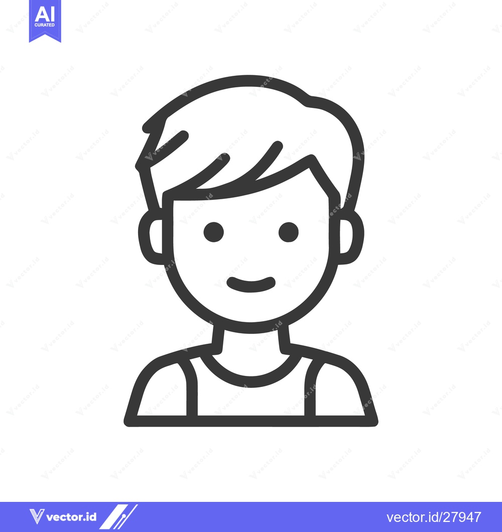 Premium Vector dari Minimalist Boy Icon: Simple Line Art Portrait with Smiling Expression