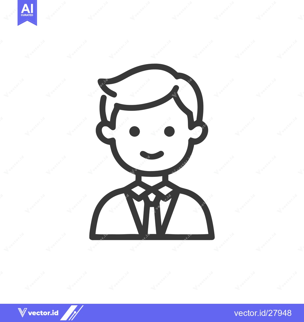 Premium Vector dari Minimalist Icon of a Young Man in Suit and Tie