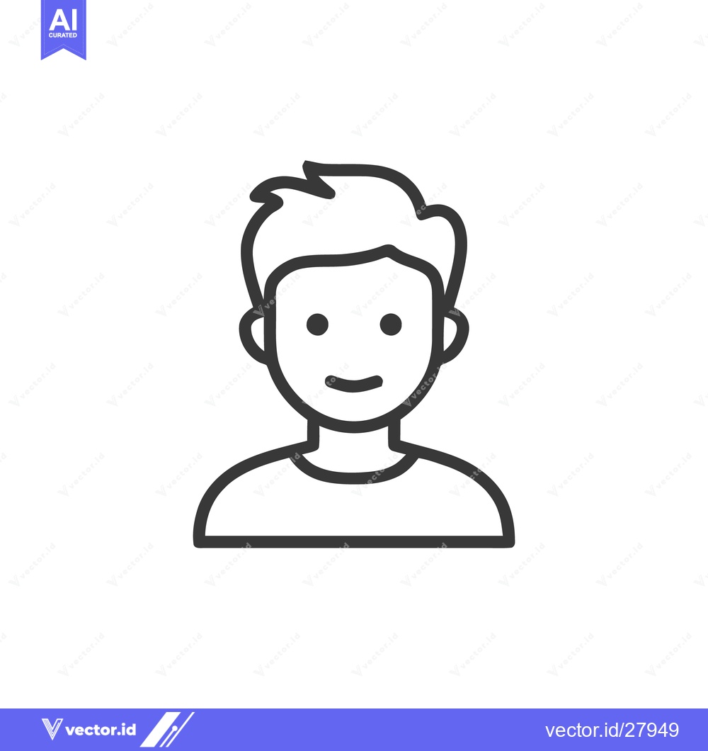 Premium Vector of Minimalist Line Art Portrait: Smiling Man with Short Hair