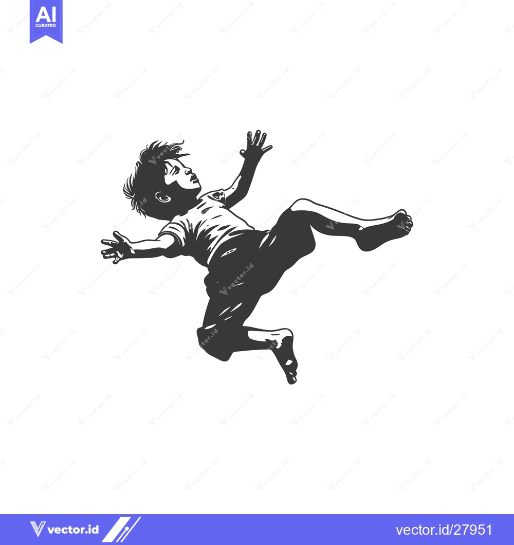 Premium Vector of Boy in mid-air with arms outstretched, falling or jumping