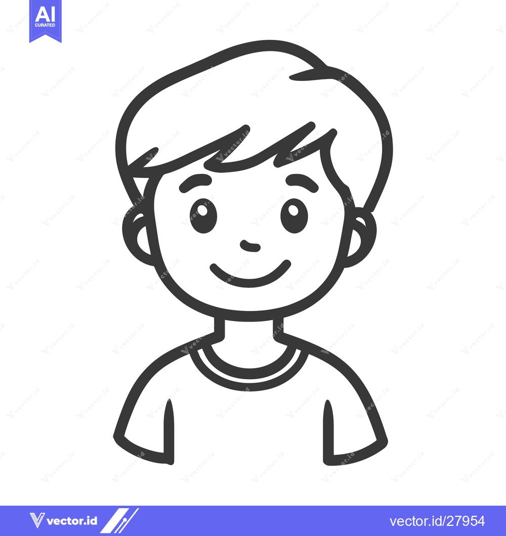 Premium Vector dari A Smiling Cartoon Depiction of a Young Human Boy