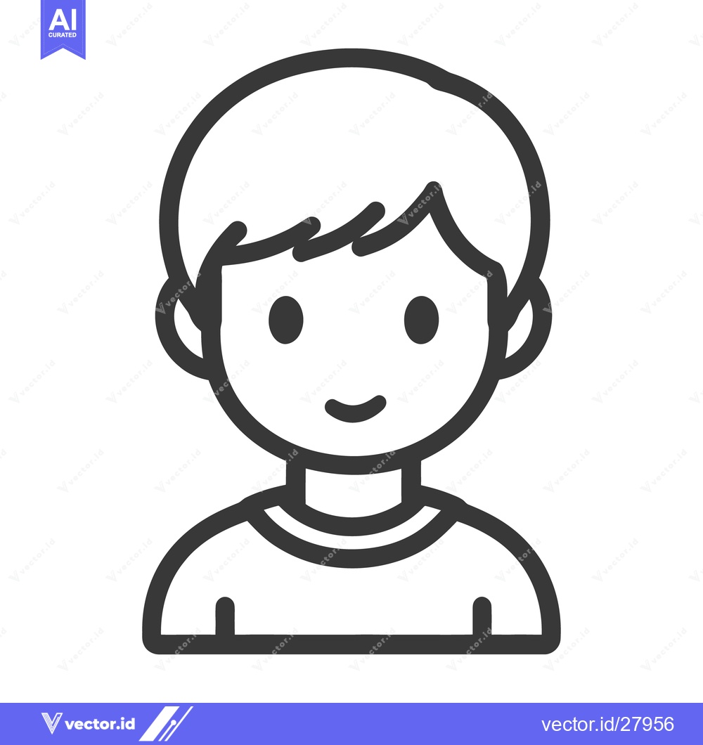 Premium Vector dari A Simple Line Drawing Representation of a Smiling Young Person