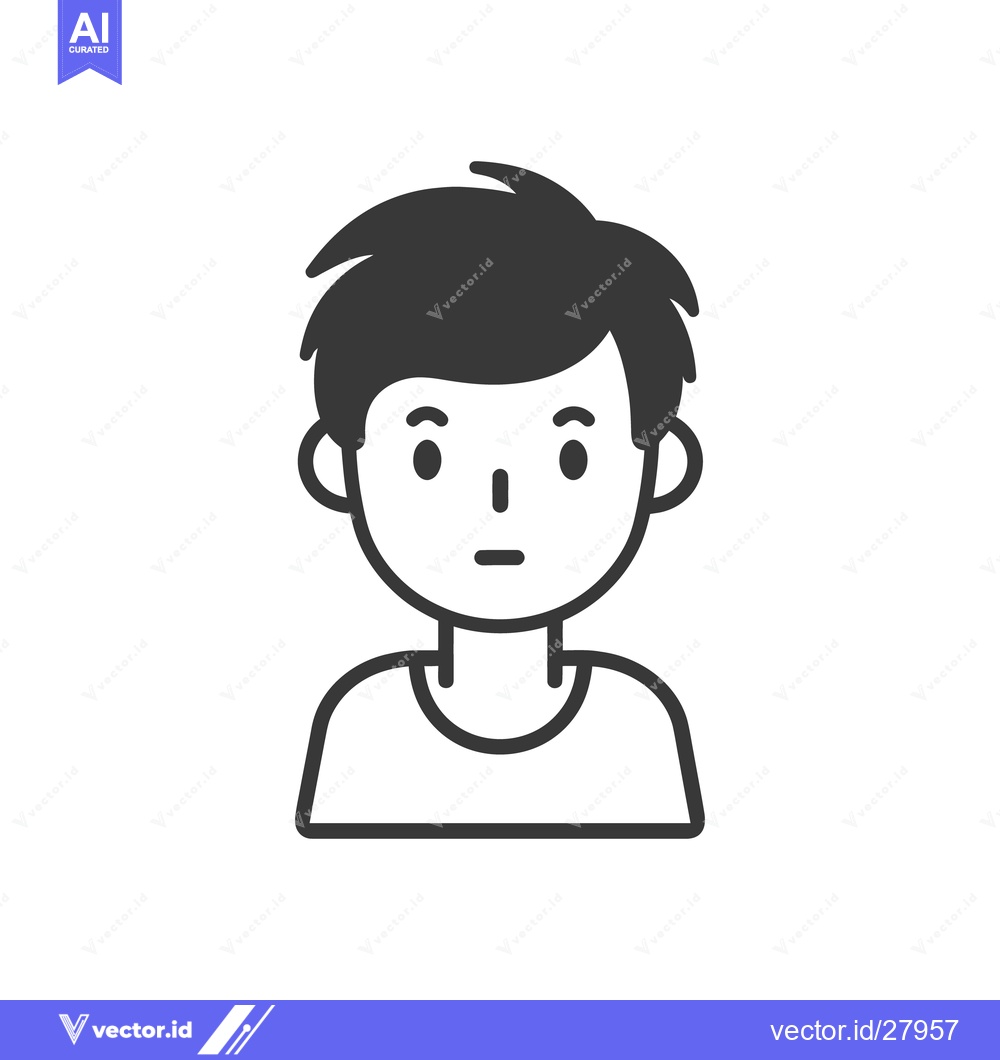 Premium Vector dari A simple illustrated line art drawing of a young person