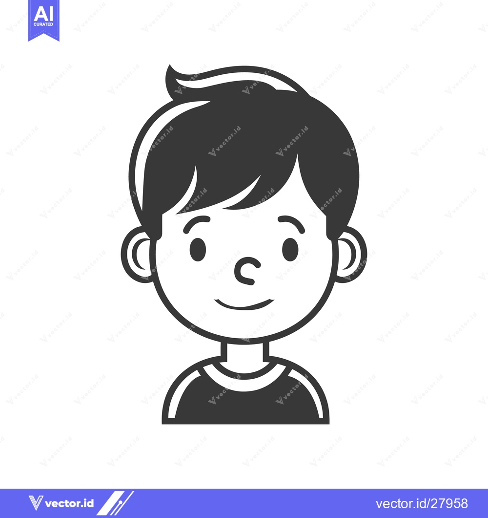 Premium Vector of A simple illustration of a young boys smiling face and torso