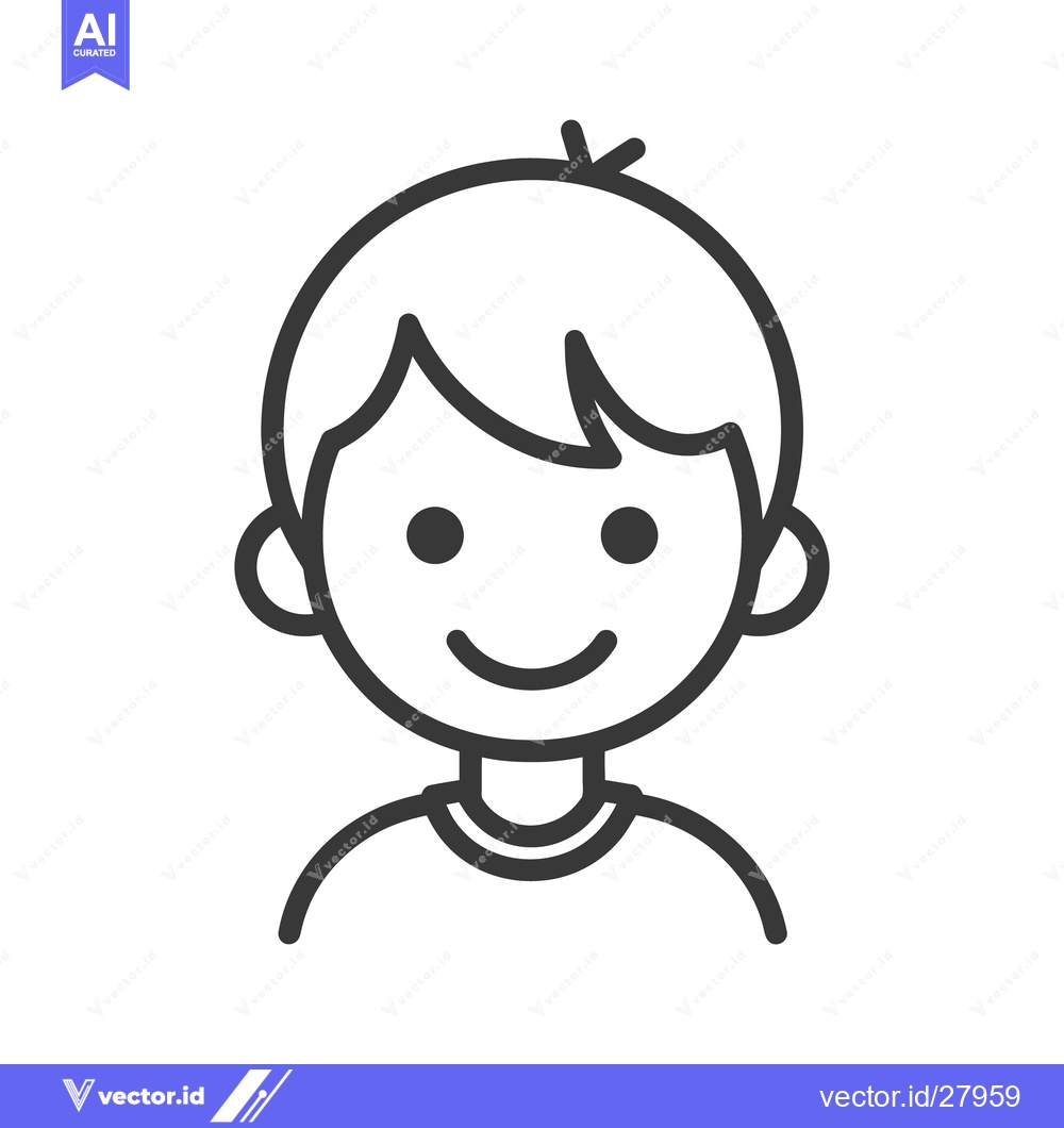 Premium Vector of A simple line drawing illustrating the face of a young child