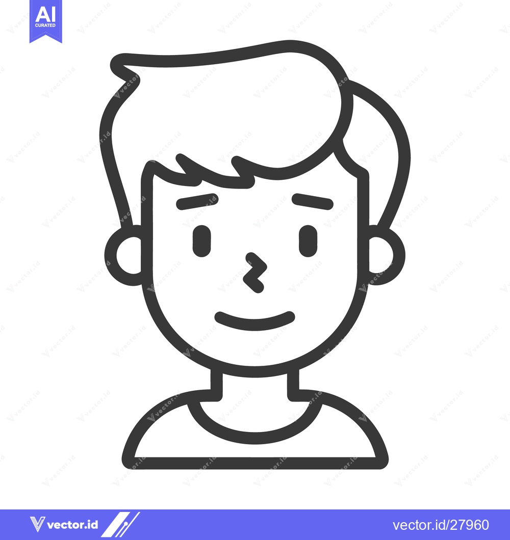 Premium Vector dari An outlined simple depiction of a young smiling male person