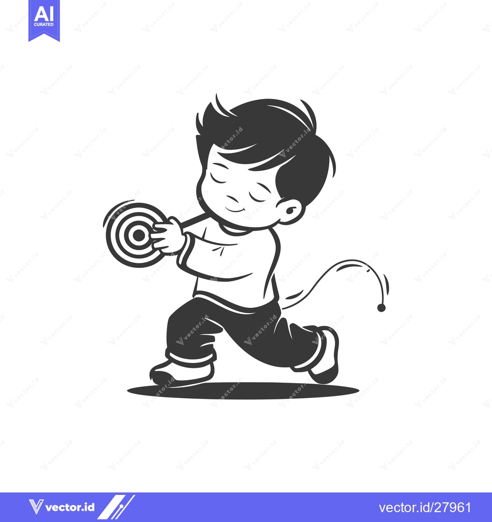 Premium Vector dari Boy Playing With a Spinning Top Toy