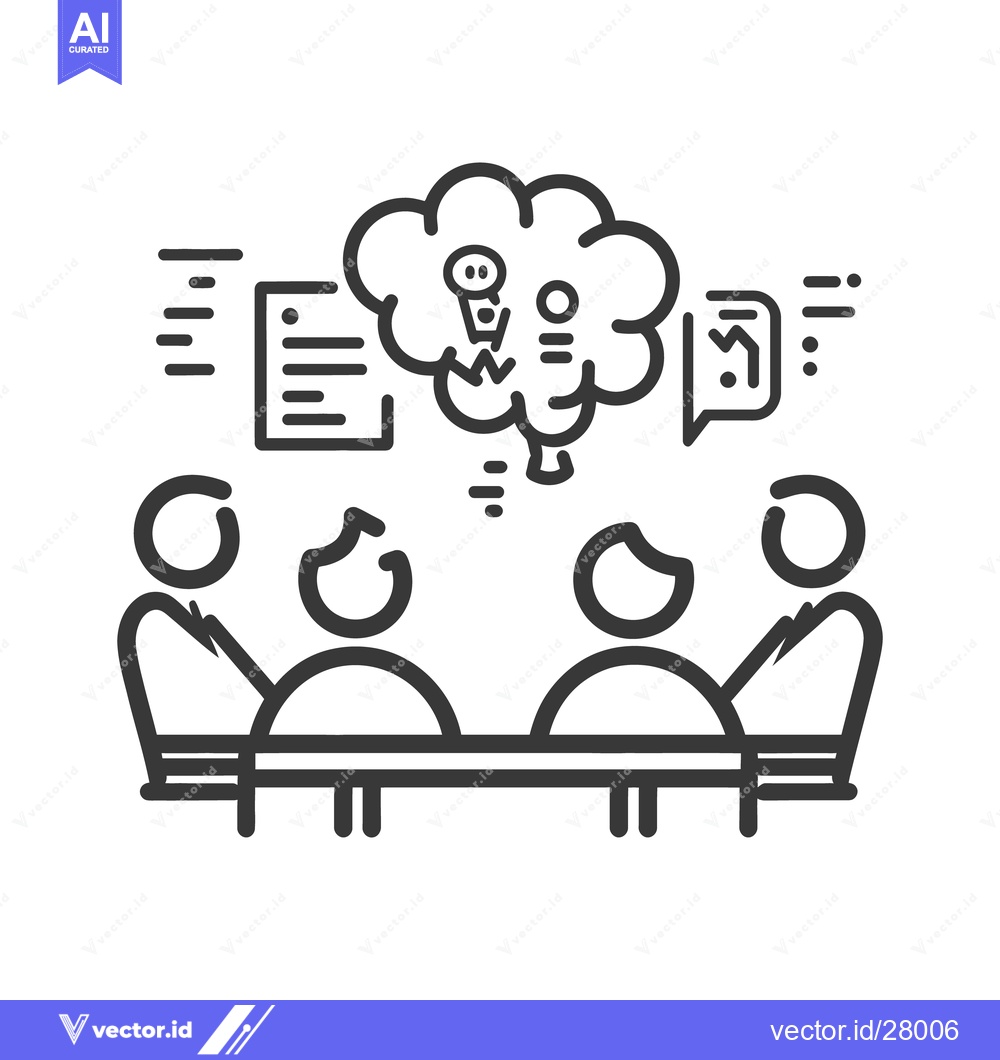 Premium Vector of A group of people having a collaborative brainstorming session