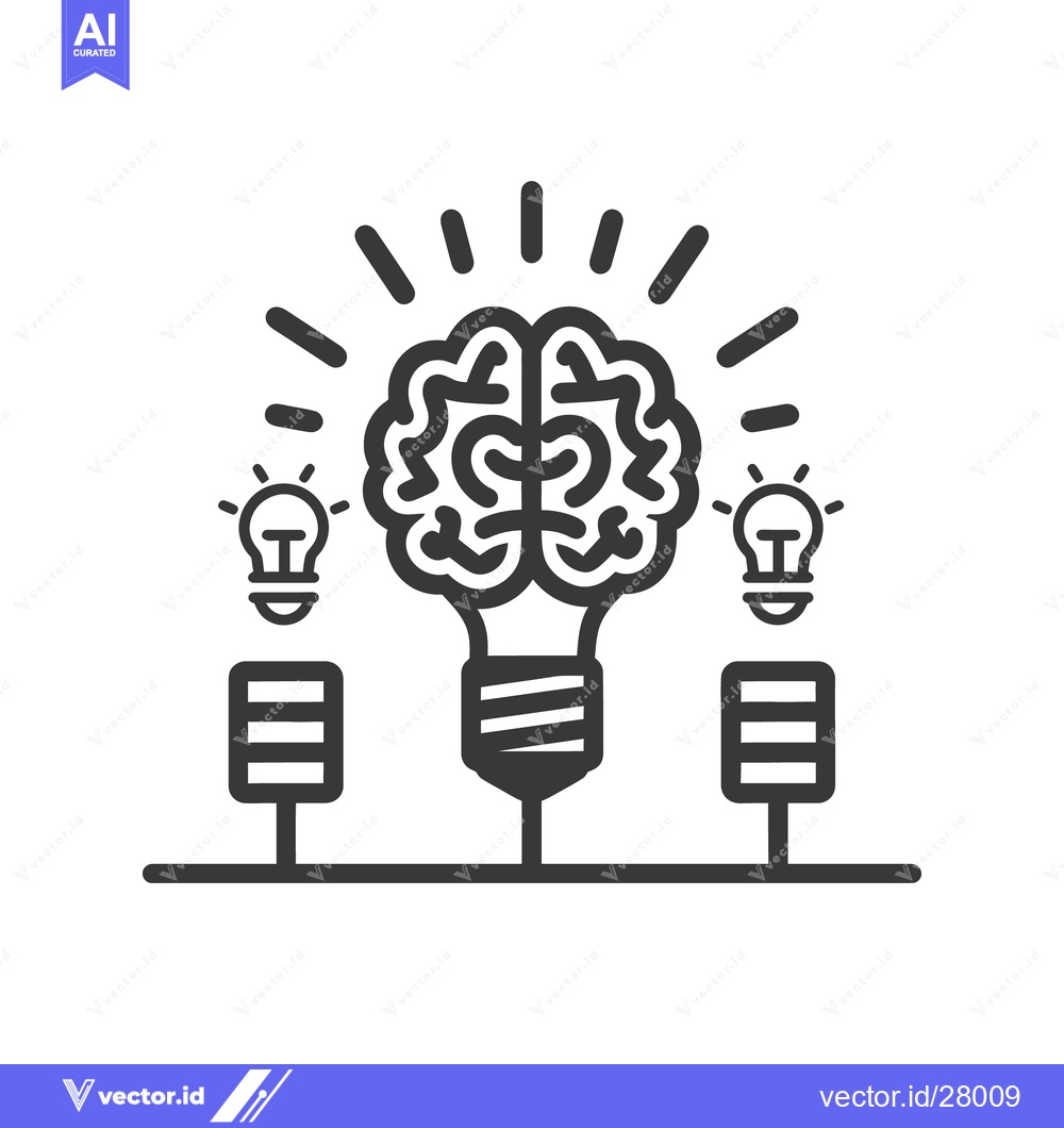 Premium Vector dari A light bulb brain surrounded by smaller connected light bulbs