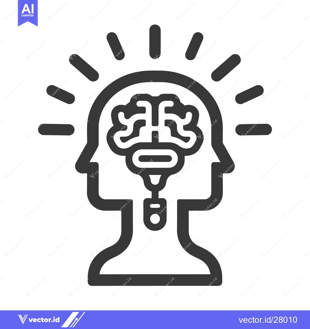 Premium Vector of A stylized human head silhouette with radiating brain light