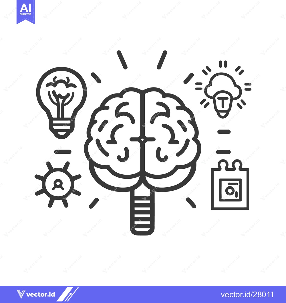 Premium Vector of A detailed illustration depicting the processes of brain creativity an