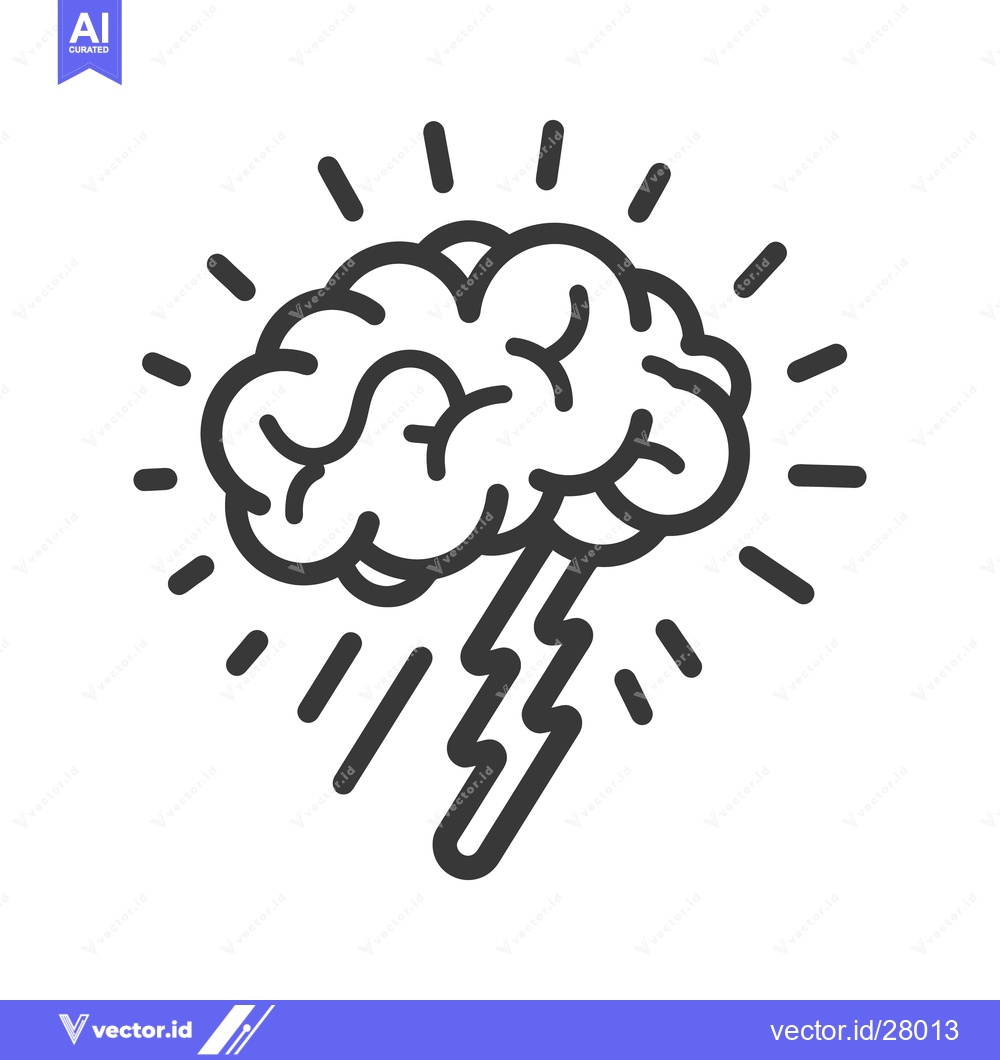 Premium Vector of An illustration featuring a brain with a lightning bolt symbol
