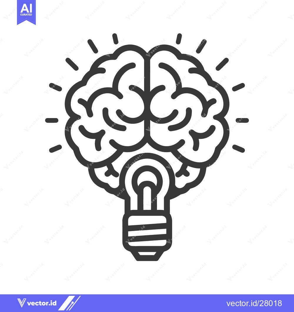 Premium Vector dari Human brain with light bulb representing thoughts and ideas