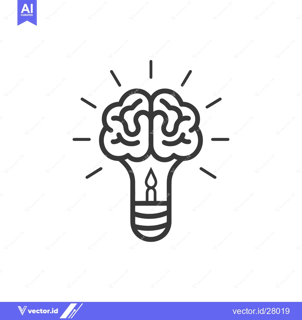 Premium Vector dari An illuminating light bulb with a brain shape and shining rays