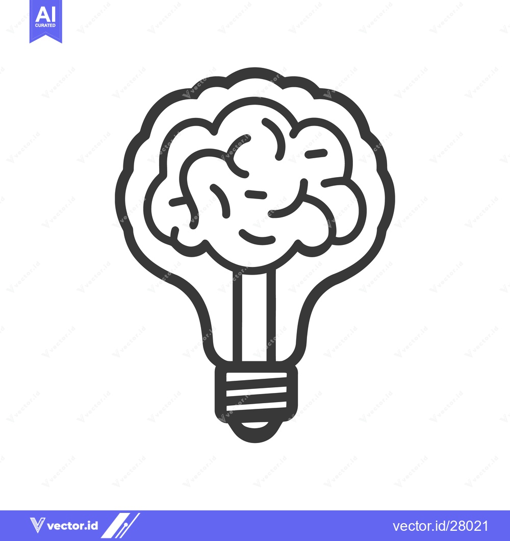 Premium Vector dari A light bulb shape encompassing a human brain illustration