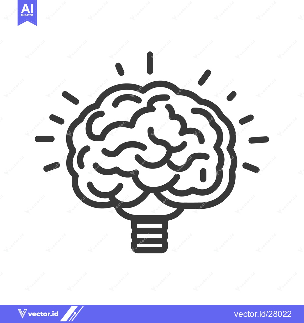 Premium Vector dari Illuminated brain icon symbolizing creative ideas and mental process