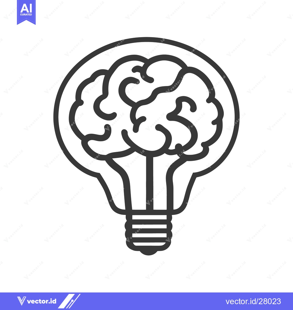 Premium Vector dari Human Brain Shape Illuminated Inside An Electrical Light Bulb