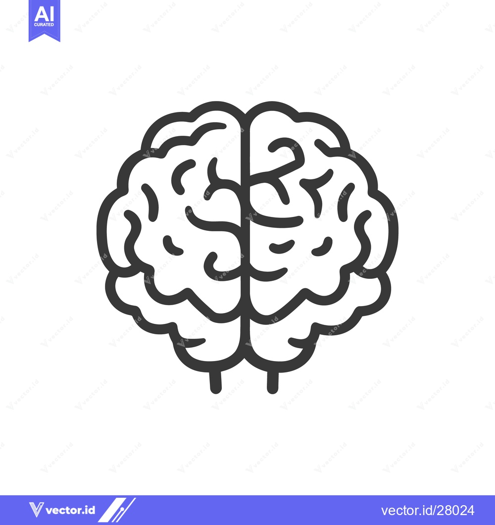 Premium Vector of A simple monochrome line drawing representing a human brain
