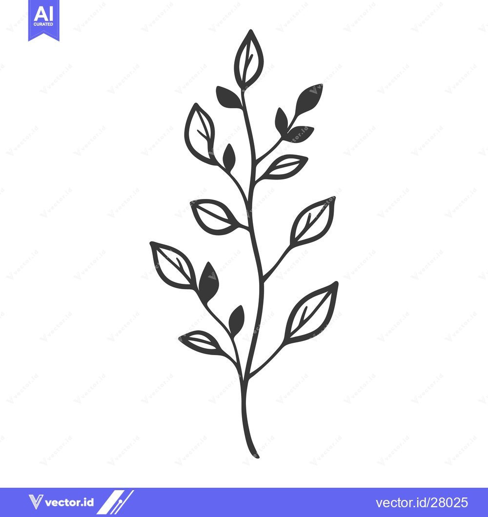 Premium Vector of Simple and Elegant Black and White Drawing of Plant Stem