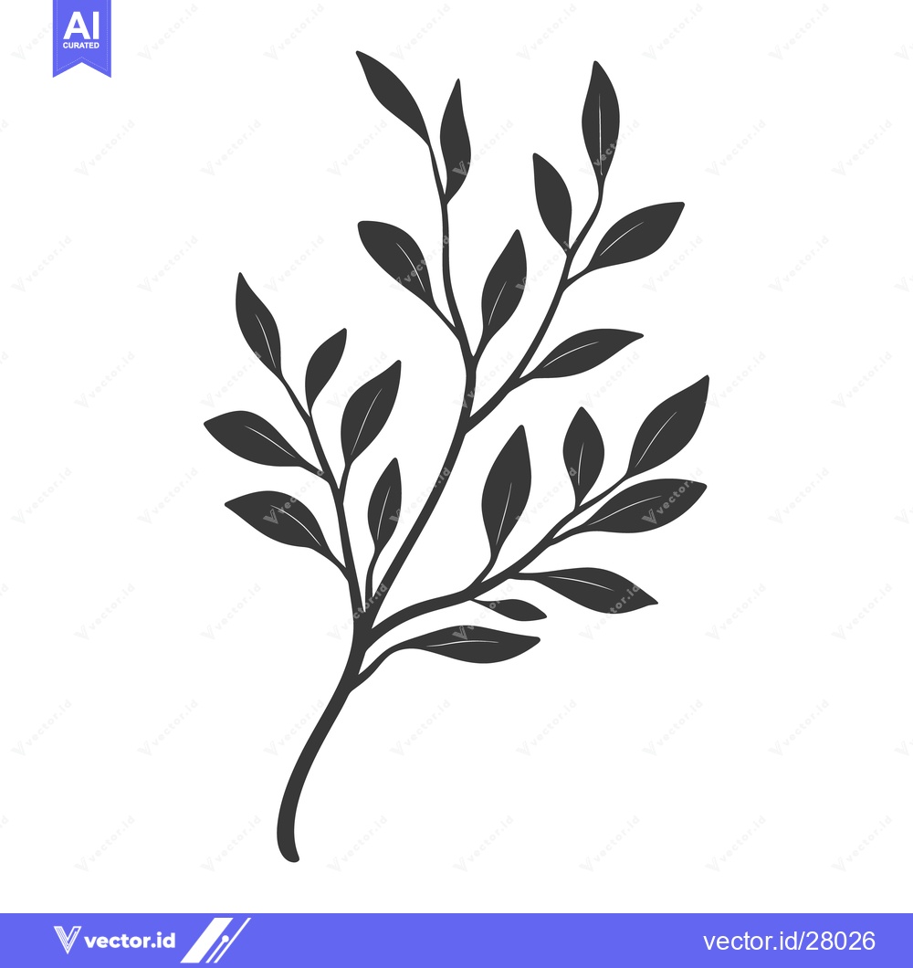 Premium Vector of A simple stylized illustration depicting a single plant branch