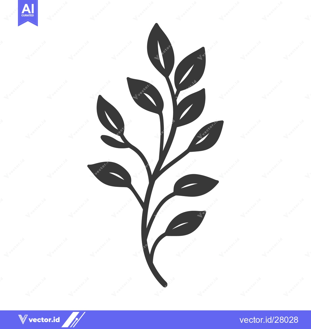 Premium Vector dari A graphic representation of a sprig of leaves on stem