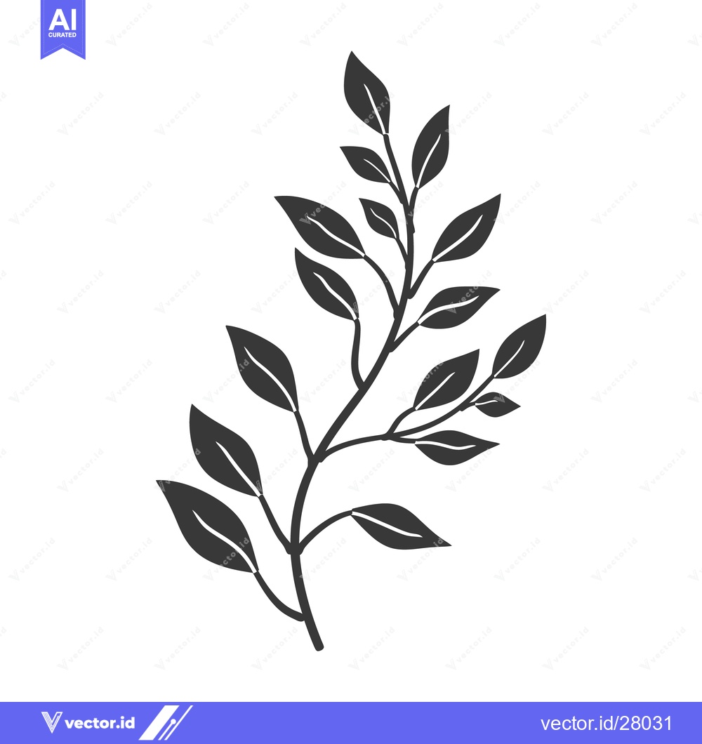 Premium Vector dari Simple black and white illustration of a leaf bearing branch