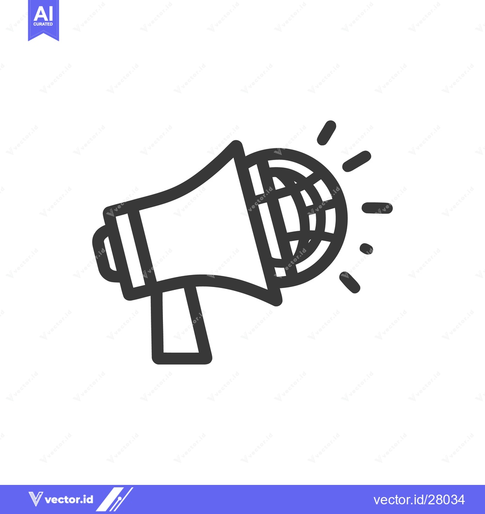 Premium Vector dari Global Announcement: Megaphone with World Grid and Radiating Lines Ico