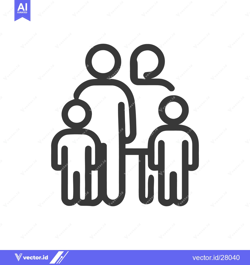 Premium Vector dari Stylized Family Icon: Two Adults and Two Children Graphic