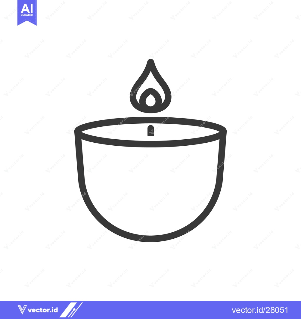 Premium Vector of A simple outline drawing depicting a burning candle with a flame