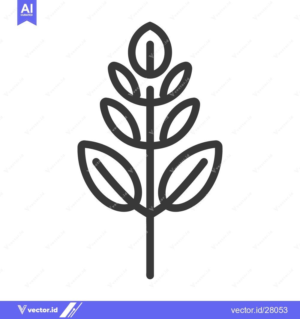 Premium Vector of Simple outlined image of a plant with multiple leaves on a stalk