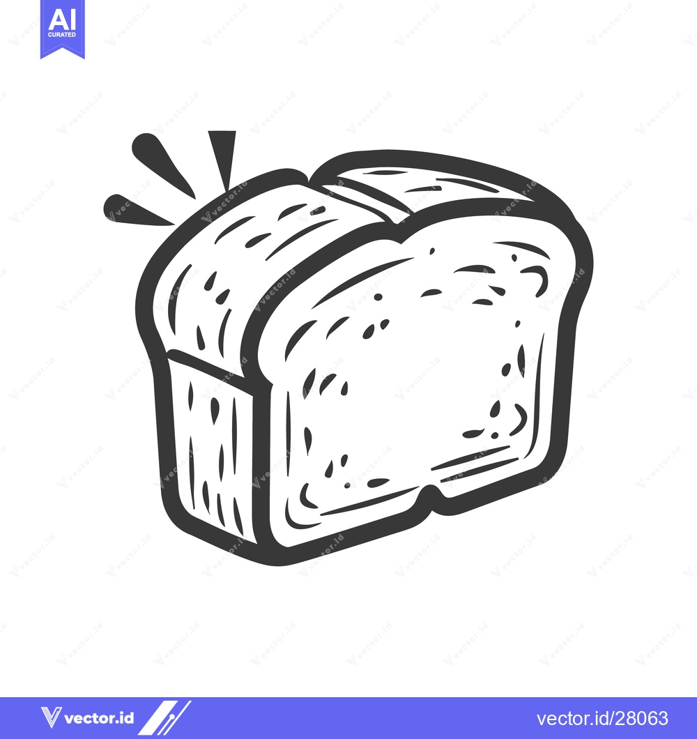Premium Vector dari A simple line drawing depicting two slices of freshly baked bread