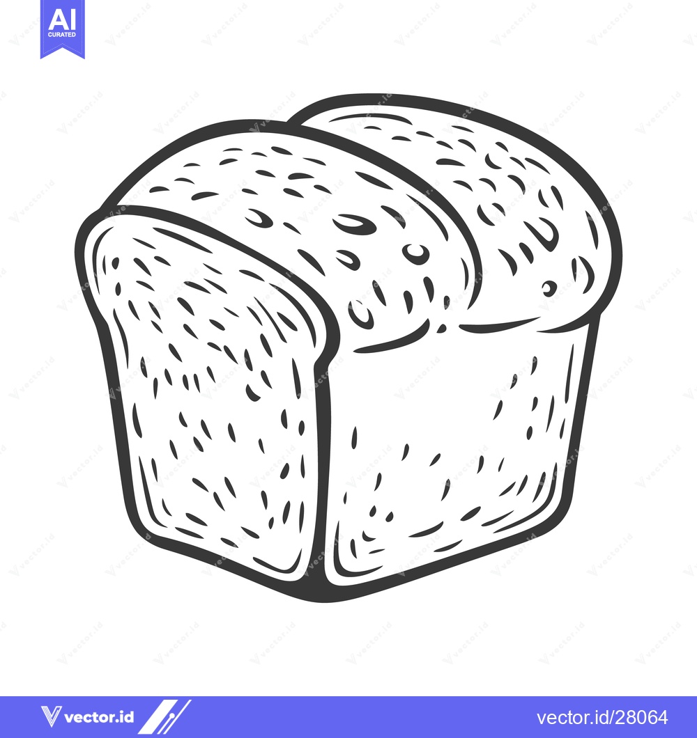 Premium Vector of A simple illustration depicts a loaf of baked bread for eating
