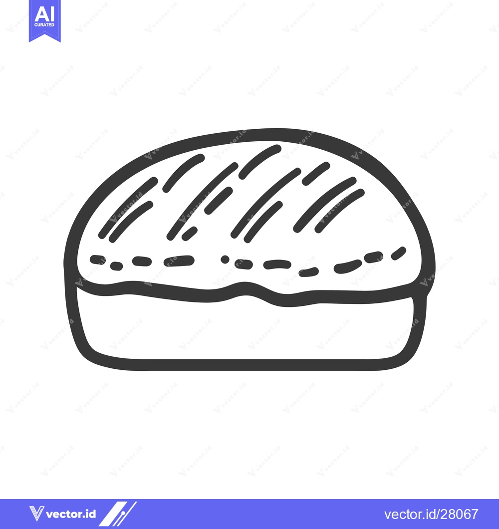 Premium Vector dari A single line drawing depicting a baked pastry product