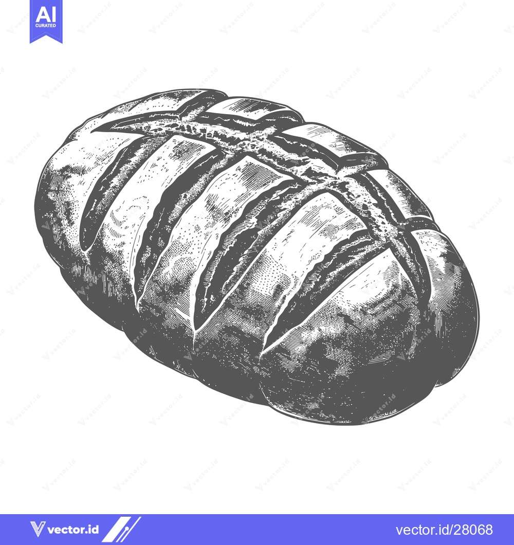 Premium Vector of A Detailed Illustration Of A Crusty Loaf Of Bread