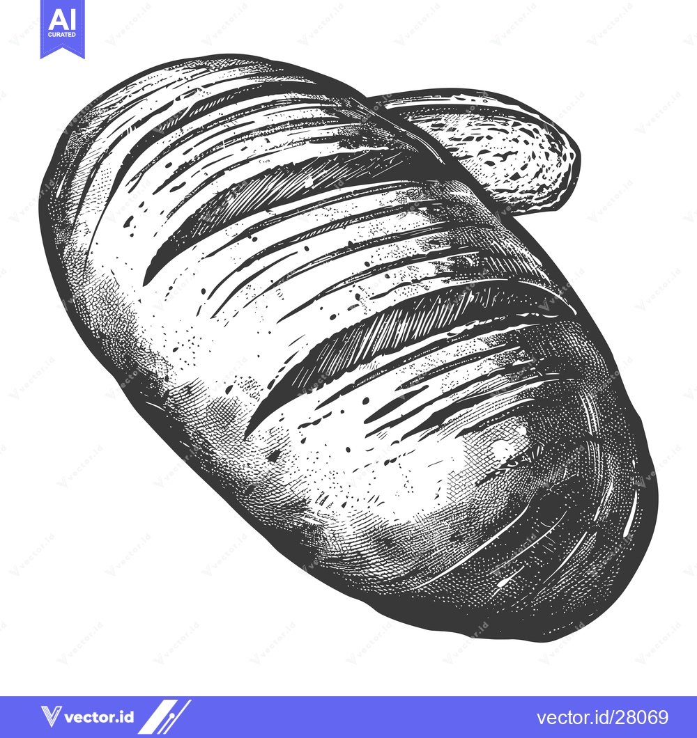 Premium Vector dari A loaf of sliced bread illustrated in a vintage style