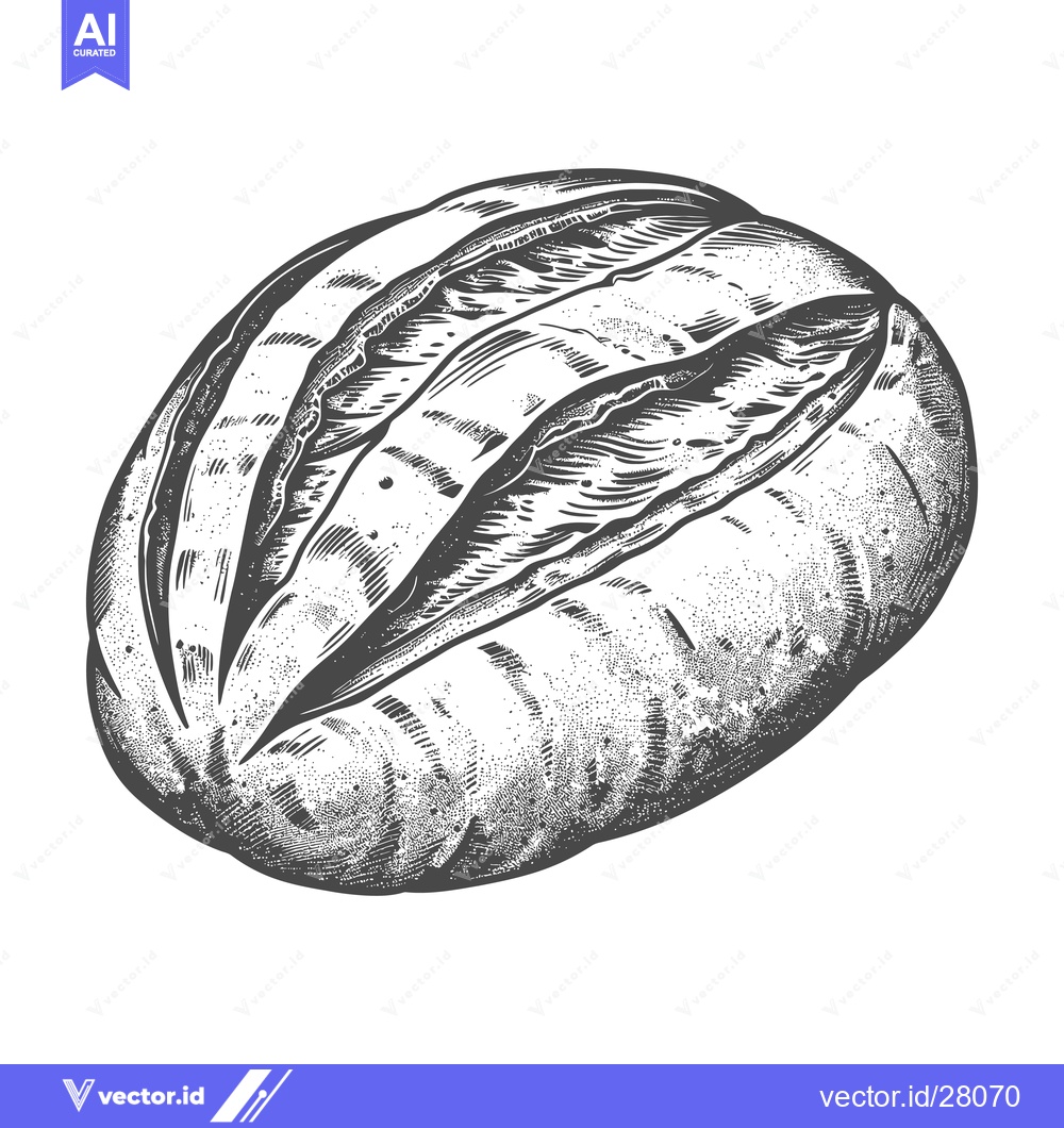 Premium Vector of Detailed illustration of a rustic sourdough bread loaf