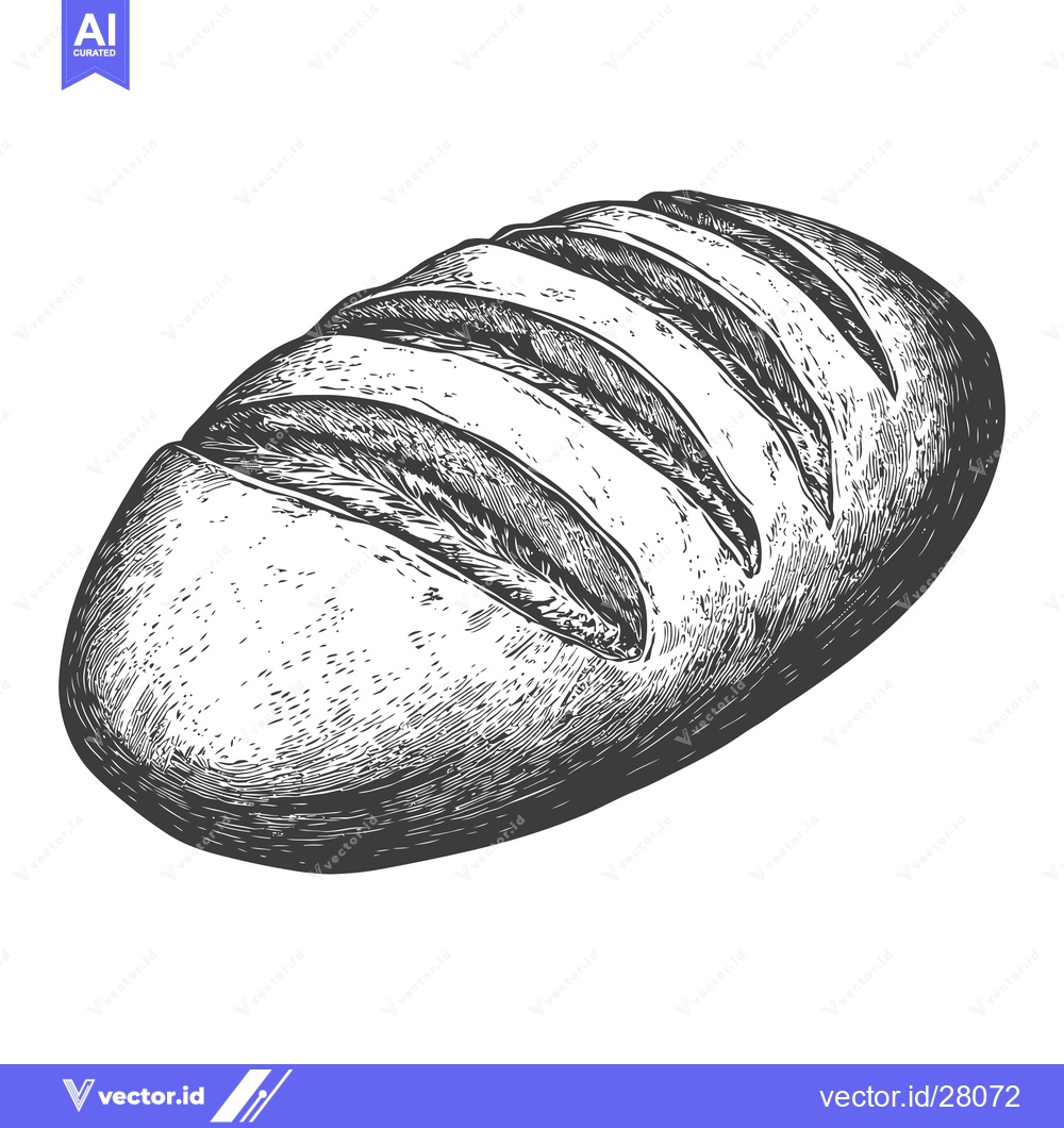 Premium Vector dari A Loaf of Sliced Bread  Drawn in Ink