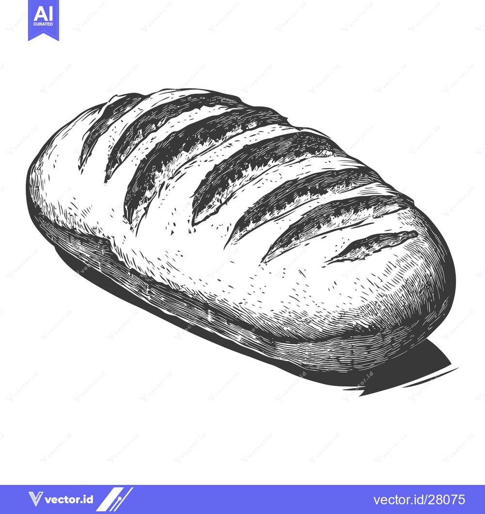 Premium Vector dari A Loaf Of Crusty Bread Drawn In Ink