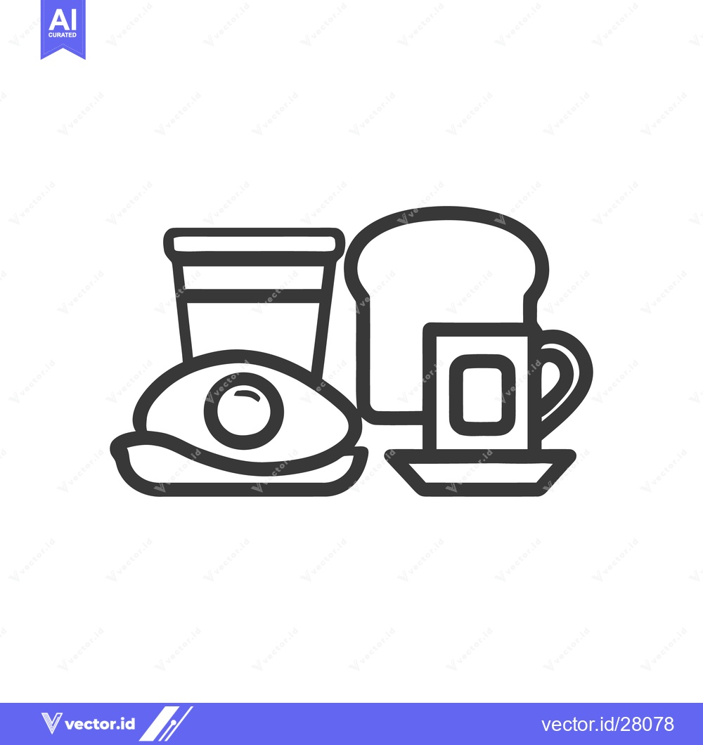 Premium Vector dari Minimalist Breakfast Icon: Egg, Toast, Coffee, and Yogurt Outline